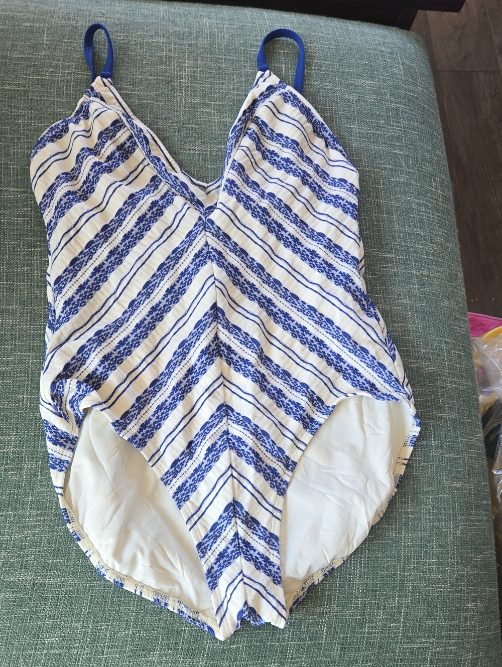 Blue & White Striped One-Piece Swimsuit. Robin Piccone.